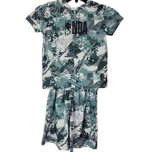 NBA Kids 2-Piece Camo‎ Shirt & Shorts Gray/White Size 5/6 GUC Athletic